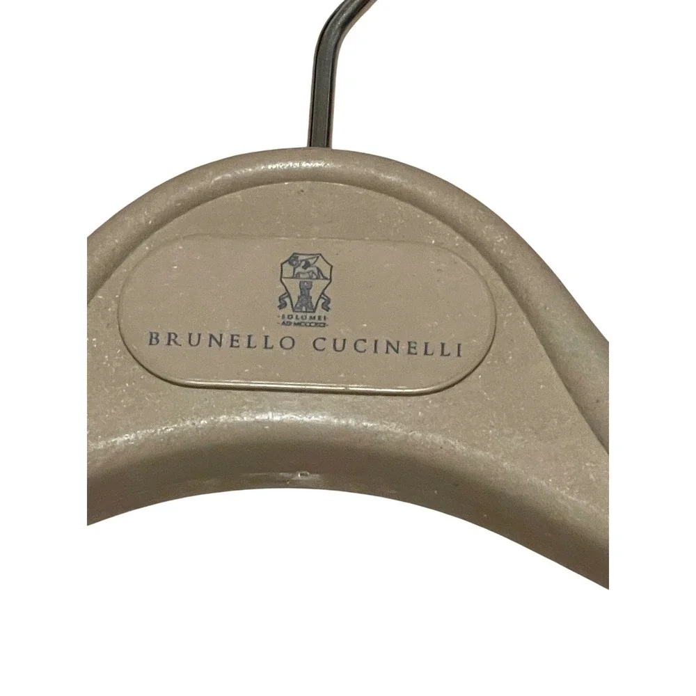 Brunello Cucinelli Luxury Coat Hanger Padded Felt Ends Taupe Grey Solomeo I09